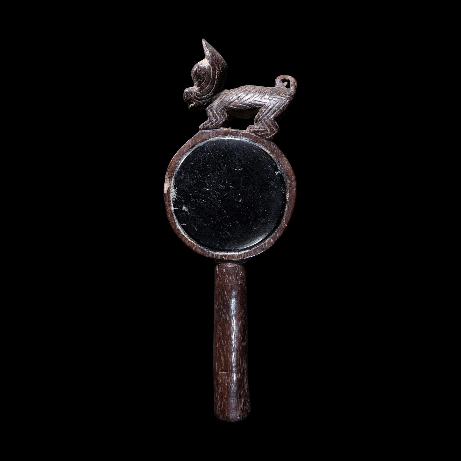 A Chancay Wood and Anthracite Mirror