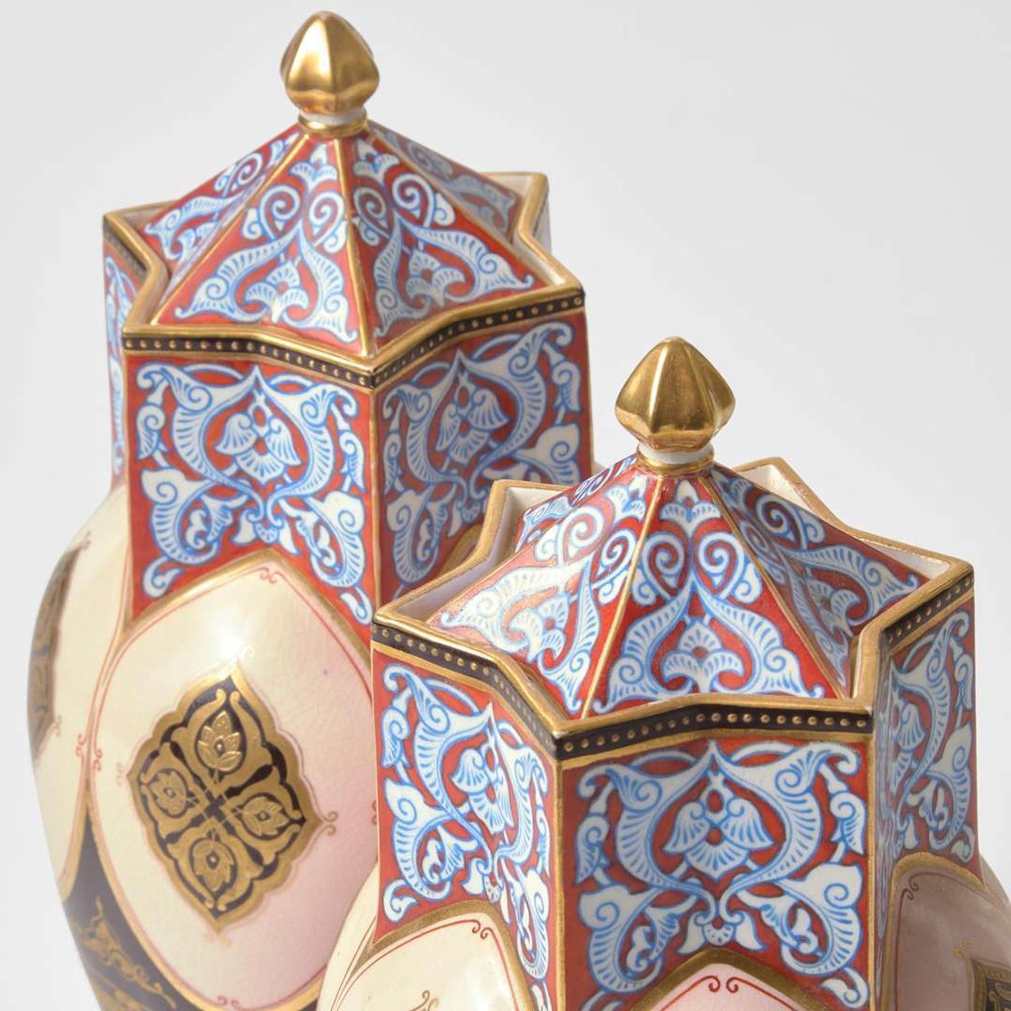 A Pair of Wedgwood Aesthetic Period Queensware Covered Vases UK, 1870s