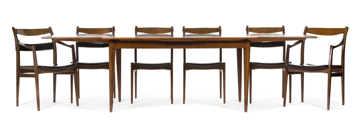A Swedish Mahogany Dining Room Suite, Dux Length of table 59 inches. — CIRCA 1960