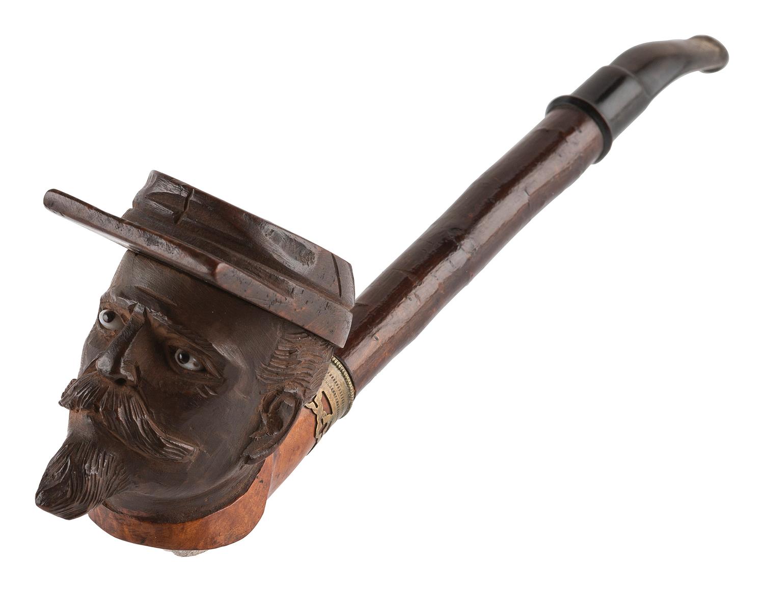 [CIVIL WAR]. Folk art pipe carved in the likeness of a Civil War soldier.