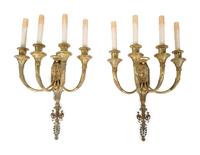 A Pair of French Empire Style Gilt Bronze Sconces
