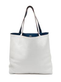 An Hermes Blanc/Bleu 45cm Taurillon Clemence Double Sens Tote, 17.5" x 15.5" x 5".