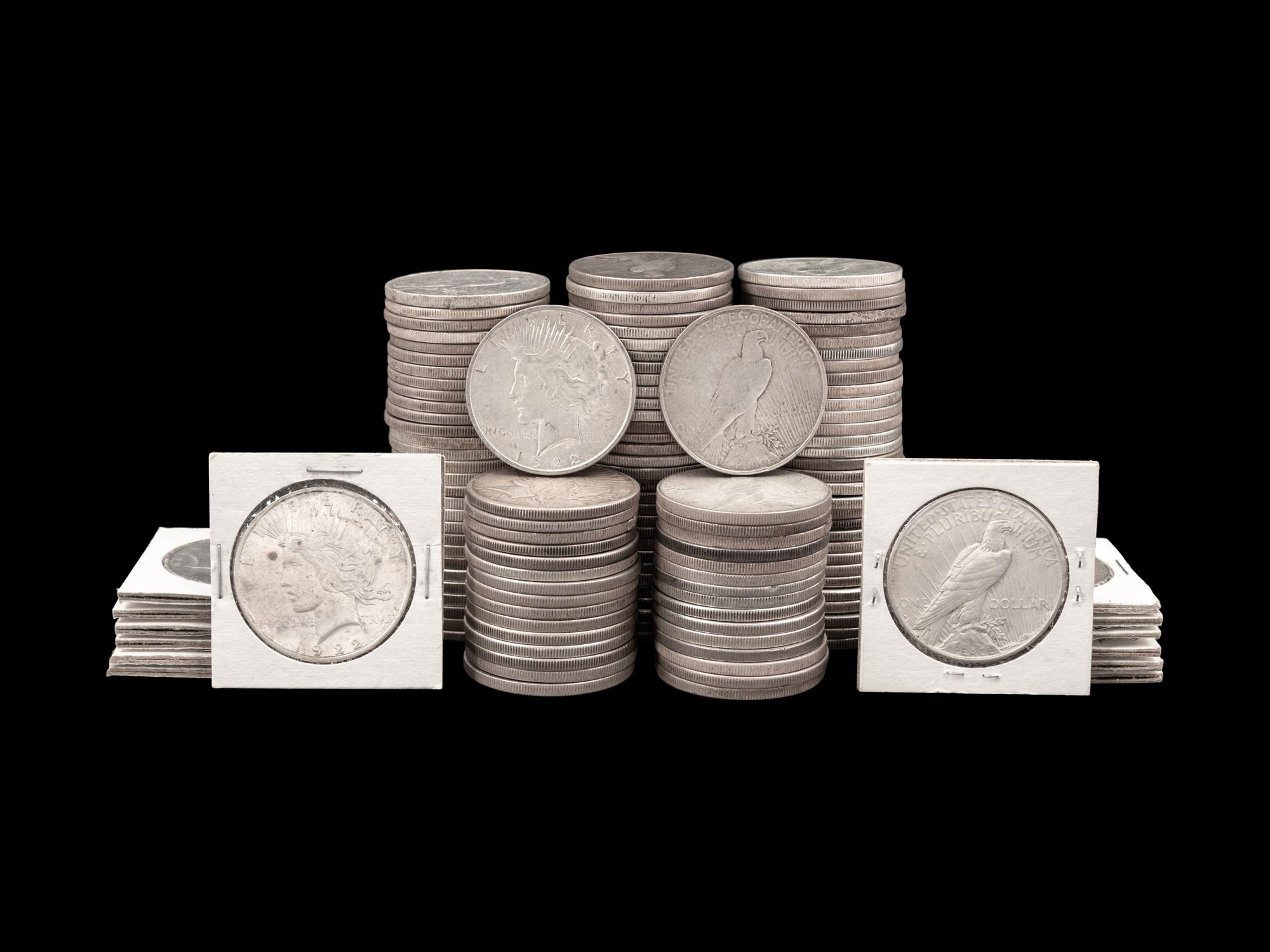 A Large Collection of Peace $1 Coins