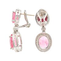 WHITE GOLD, PINK TOURMALINE, AND DIAMOND EARRINGS