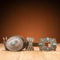 Navajo Silver and Turquoise Concha Belt