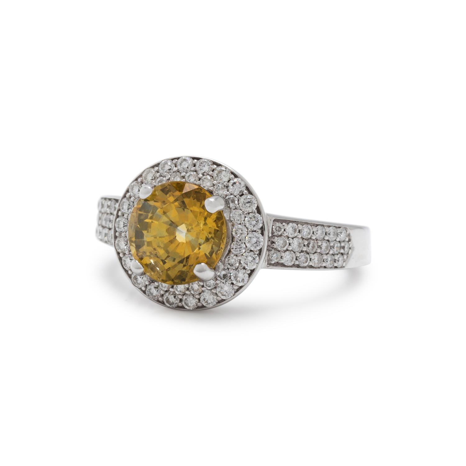YELLOW SAPPHIRE AND DIAMOND RING