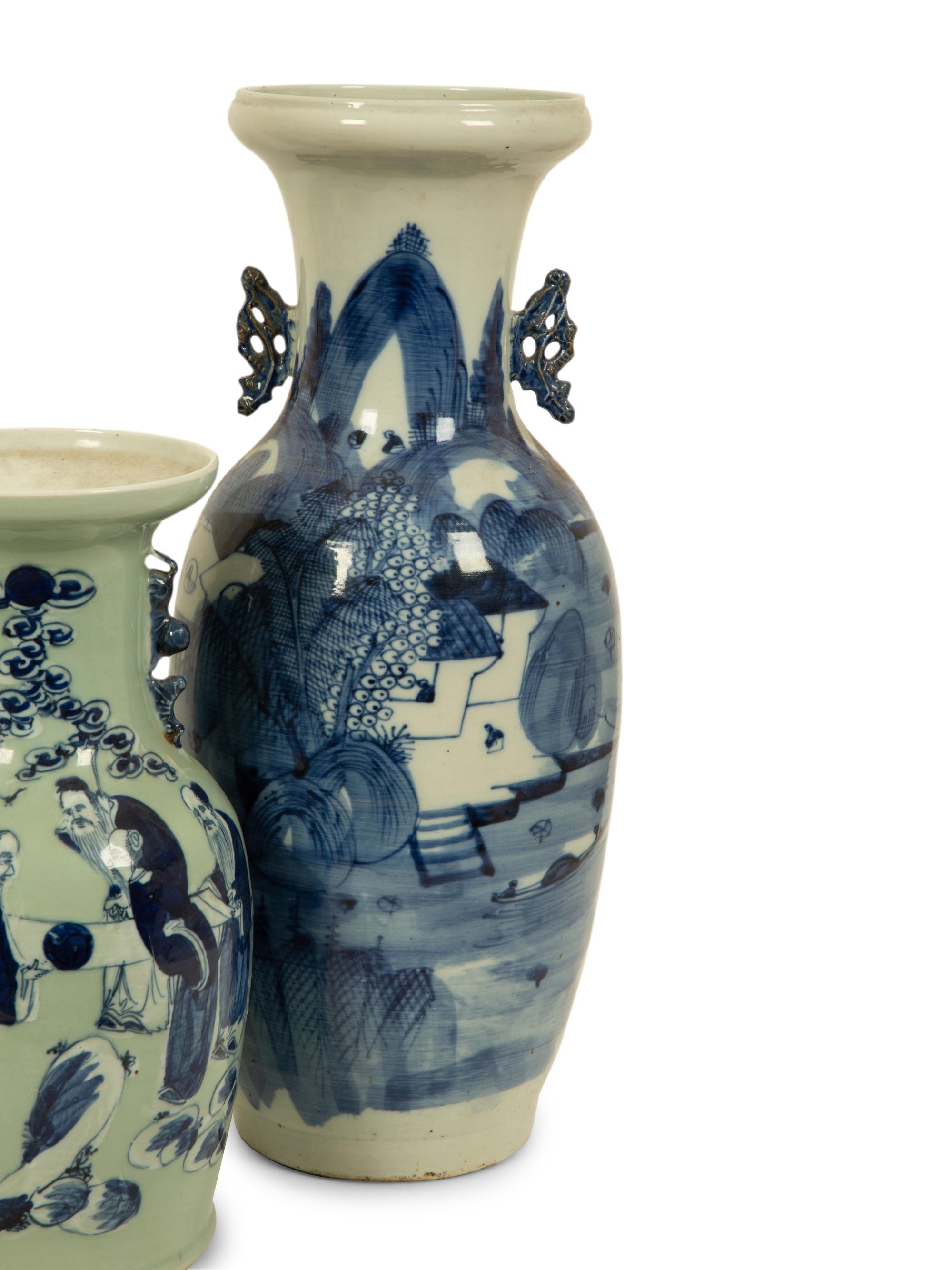 Three Chinese Blue and White Porcelain Vases