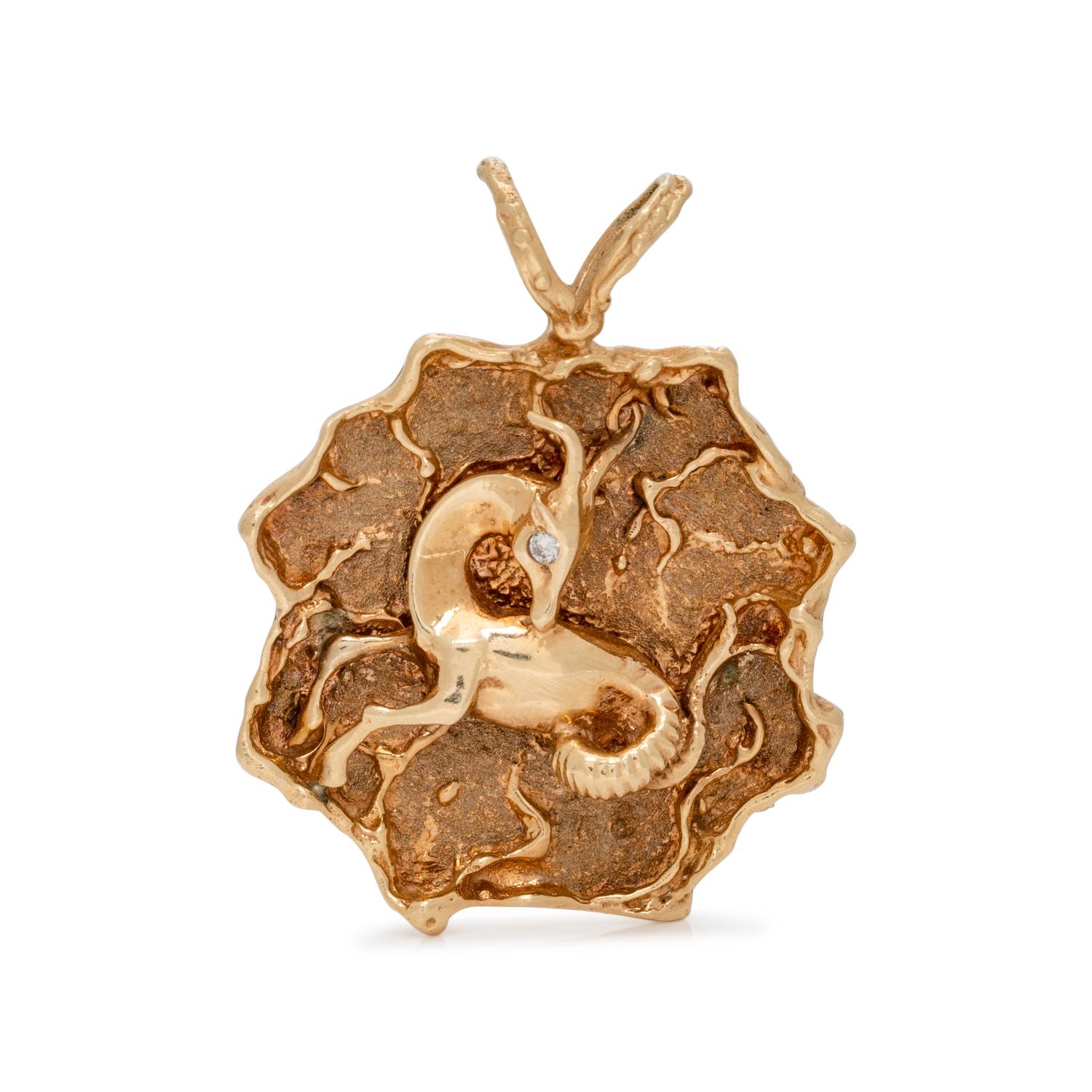 YELLOW GOLD AND DIAMOND ZODIAC PENDANT