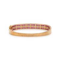 YELLOW GOLD, RUBY AND DIAMOND BANGLE BRACELET