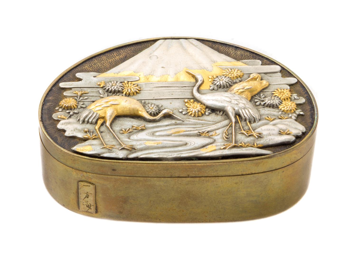 A Japanese Mixed Metal Box Length 2 1/2 inches.