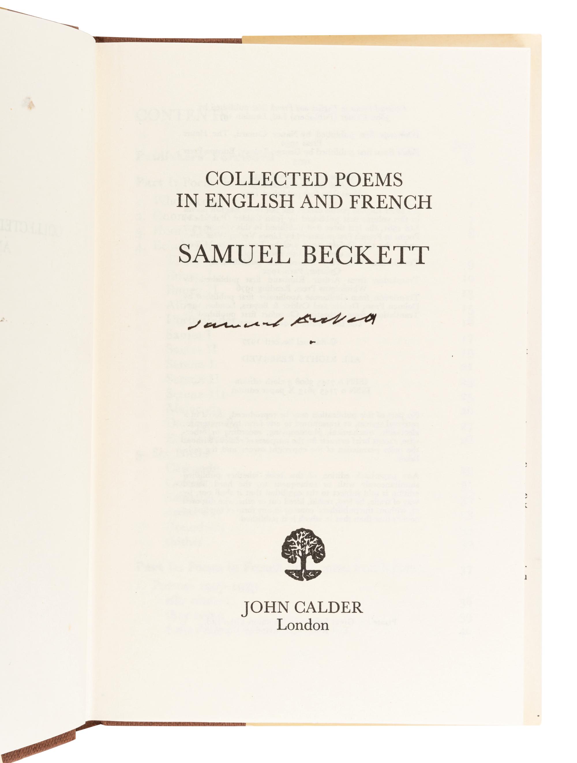 BECKETT, Samuel (1906-1989). Collected Poems in English and French. London: John Calder, 1977.