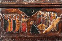An Italian Polychrome Decorated Salt Box Depicting Scenes from the Crucifixion