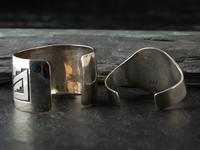 Hopi and Navajo Silver Overlay Cuff Bracelets