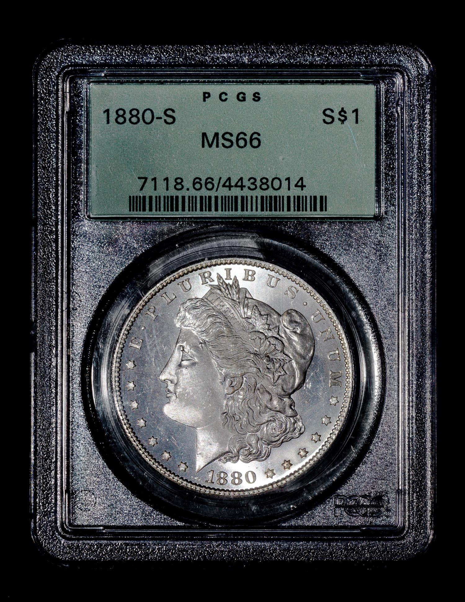 A United States 1880-S Morgan Silver $1 Coin — PCGS graded MS66