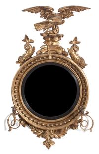 An English Regency Convex Mirror Height 48 x width 26 inches. — EARLY 19TH CENTURY