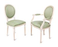 A Set of Six Louis XVI Style Upholstered Dining Chairs — 20TH CENTURY