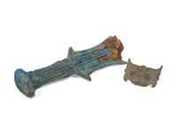 A Chinese Bronze Beast Mask and A Bronze Sword Hilt