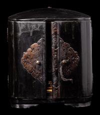 A Japanese Gilt Wood Traveling Shrine with Buddha
