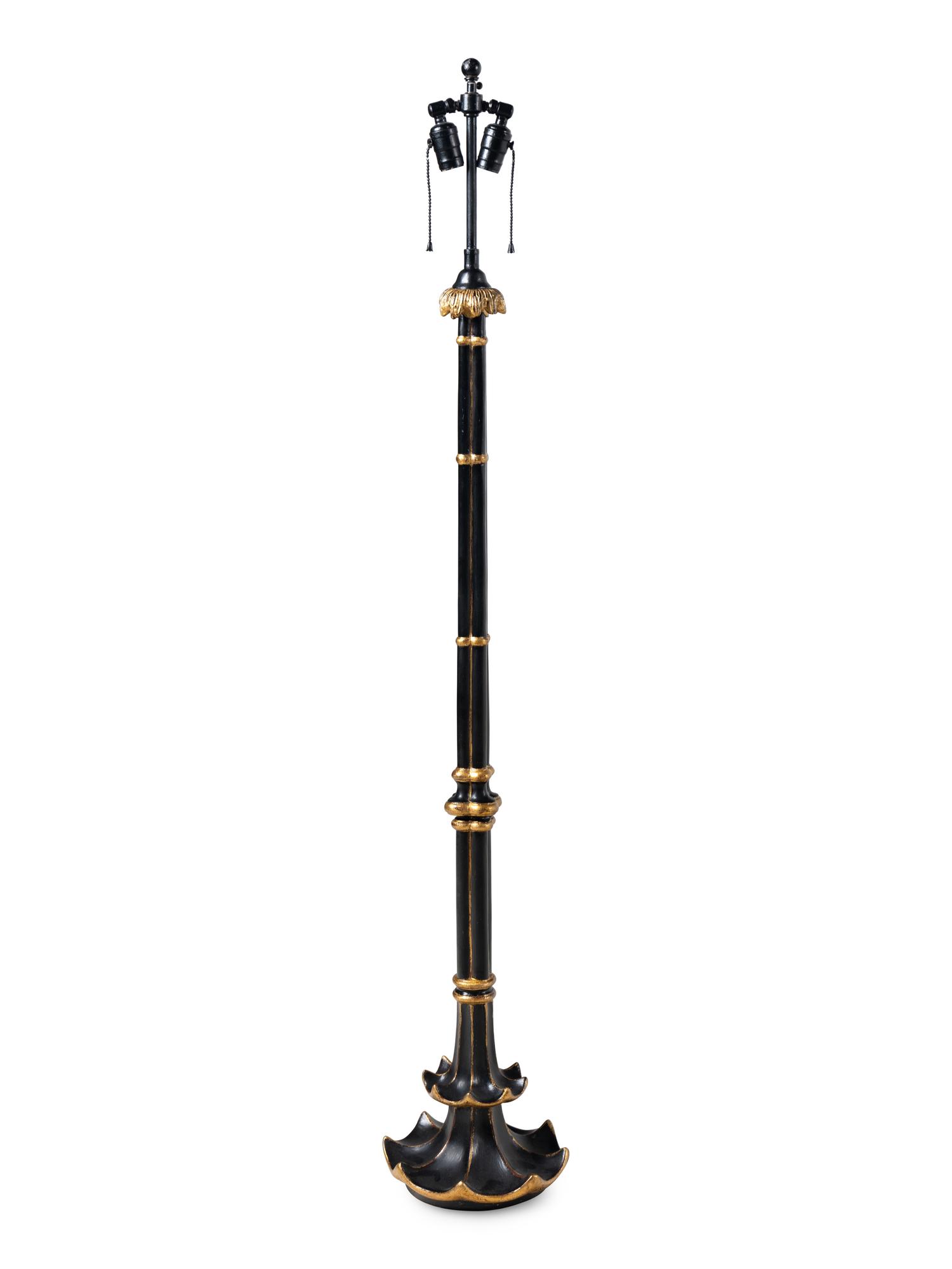 A Regency Style Painted and Parcel-Gilt Floor Lamp