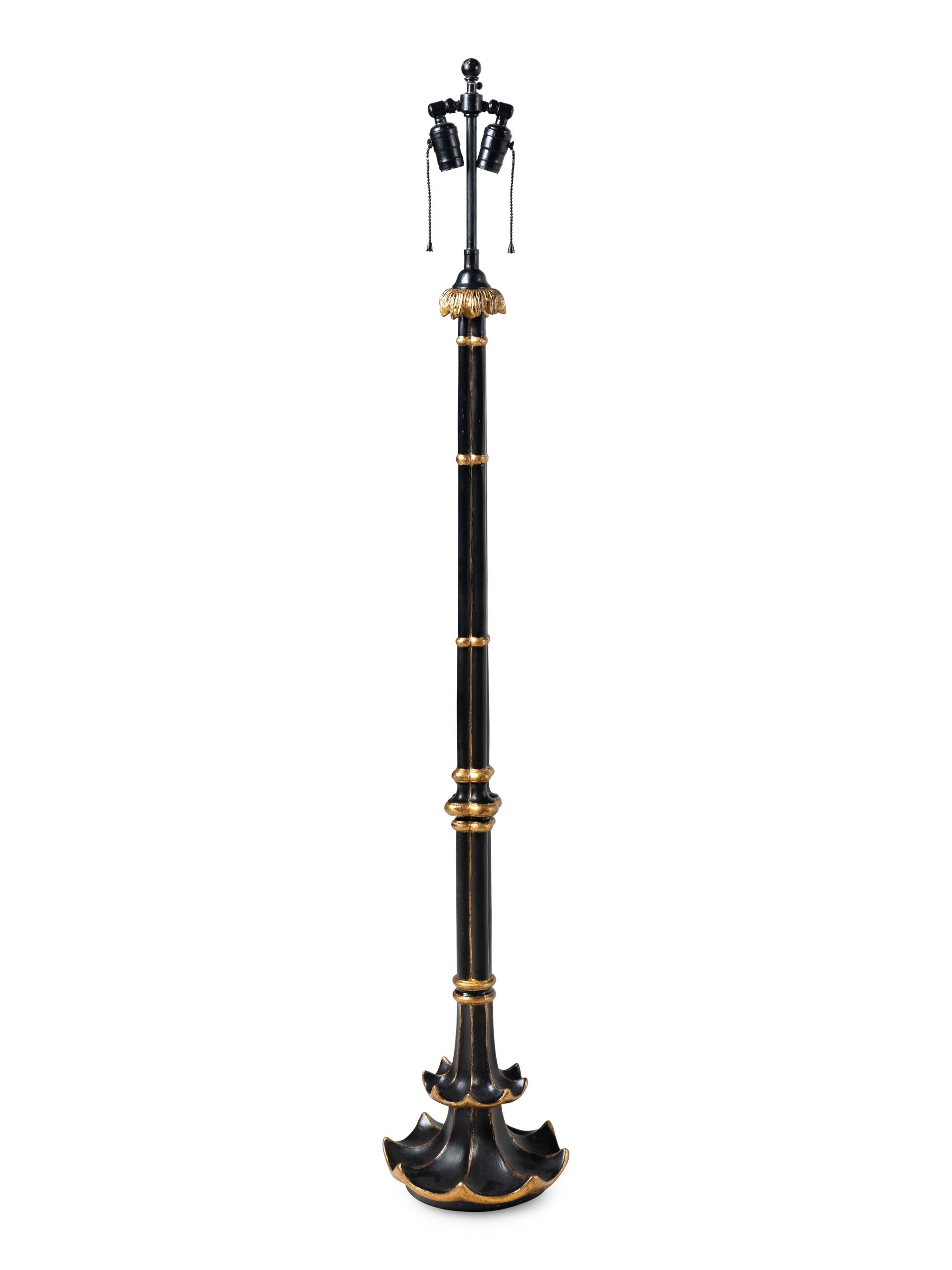 A Regency Style Painted and Parcel-Gilt Floor Lamp