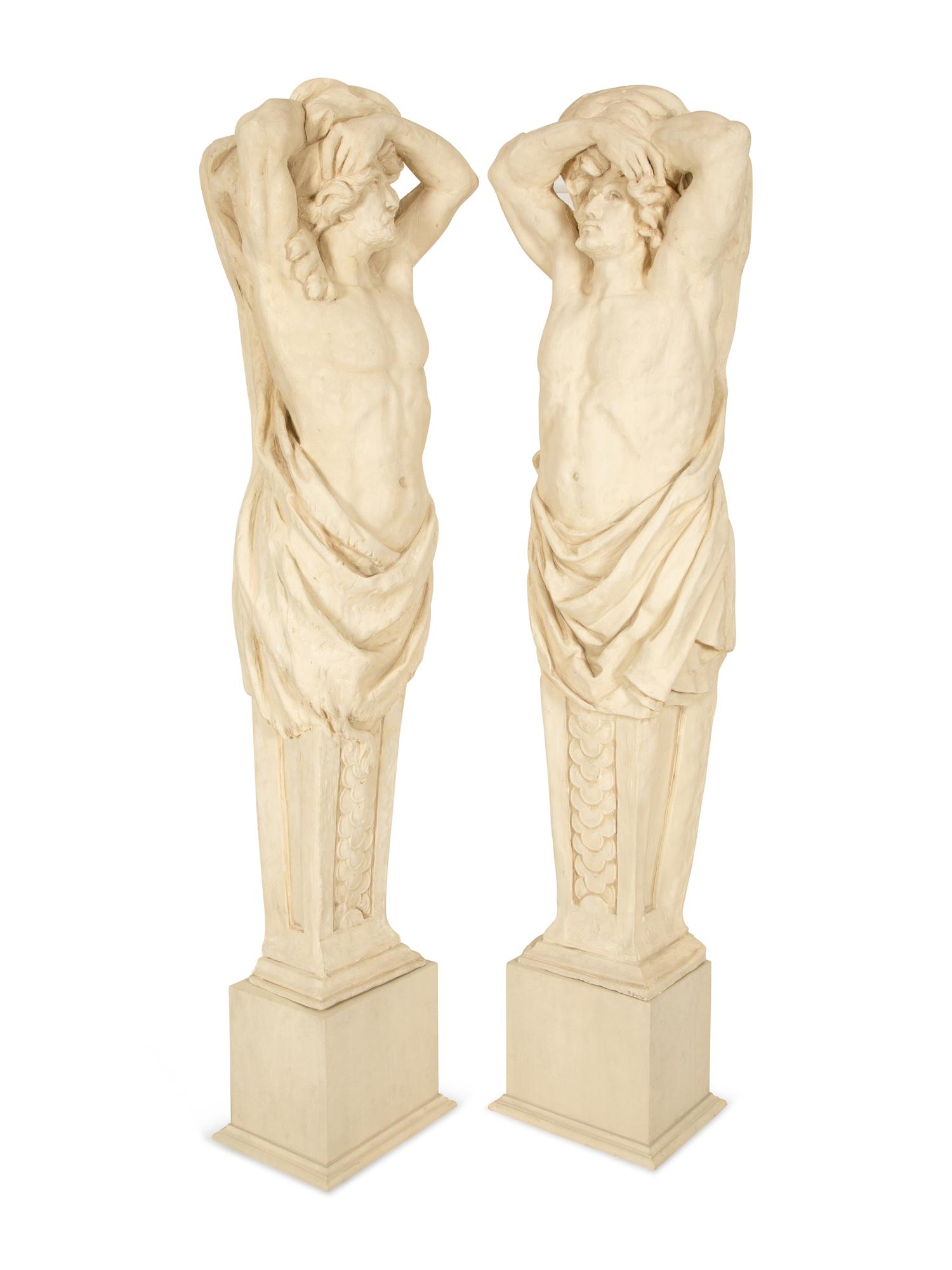 A Monumental Pair of Cast Resin Greek Sentries — 20th Century