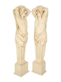 A Monumental Pair of Cast Resin Greek Sentries — 20th Century