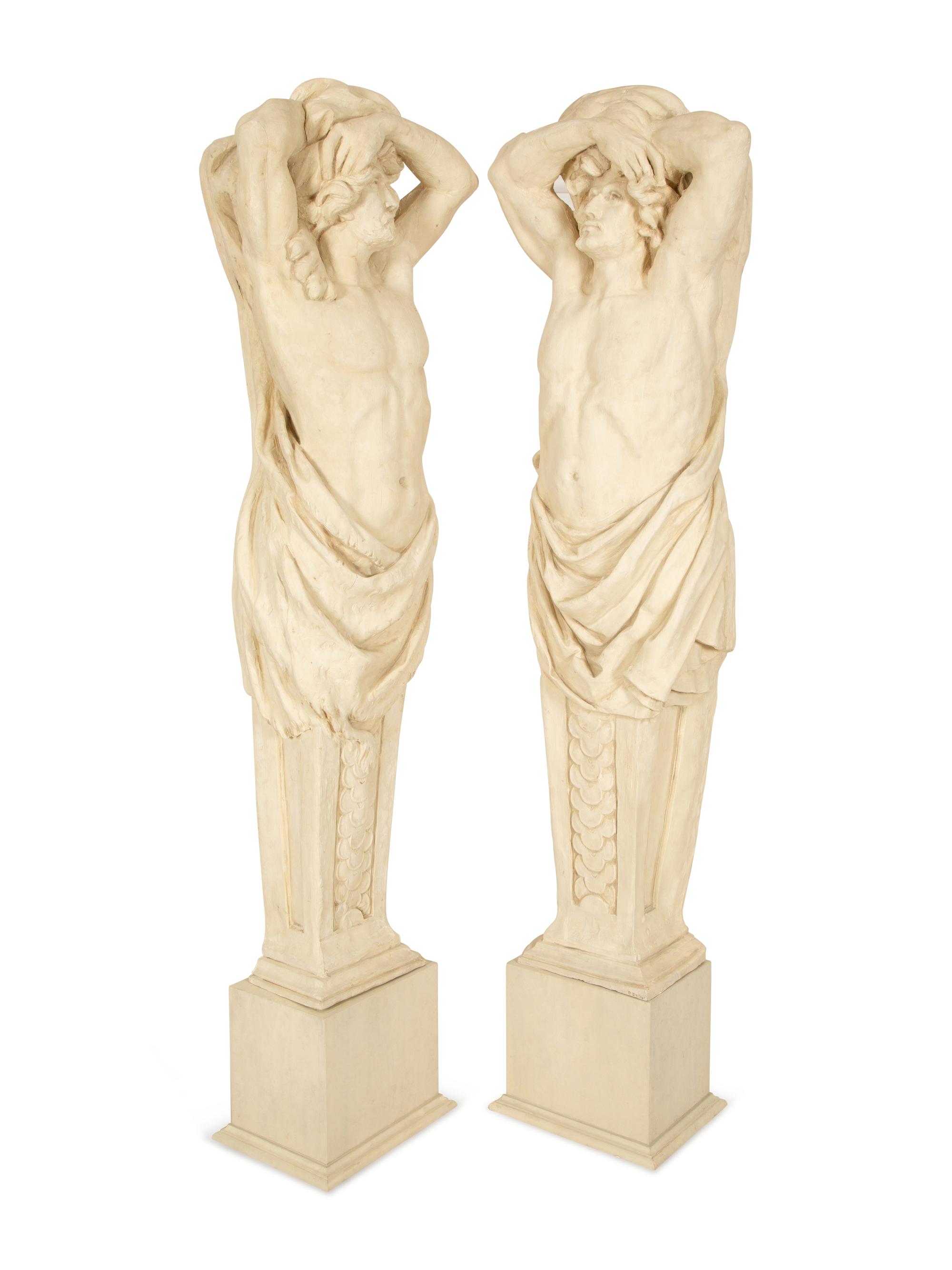 A Monumental Pair of Cast Resin Greek Sentries — 20th Century