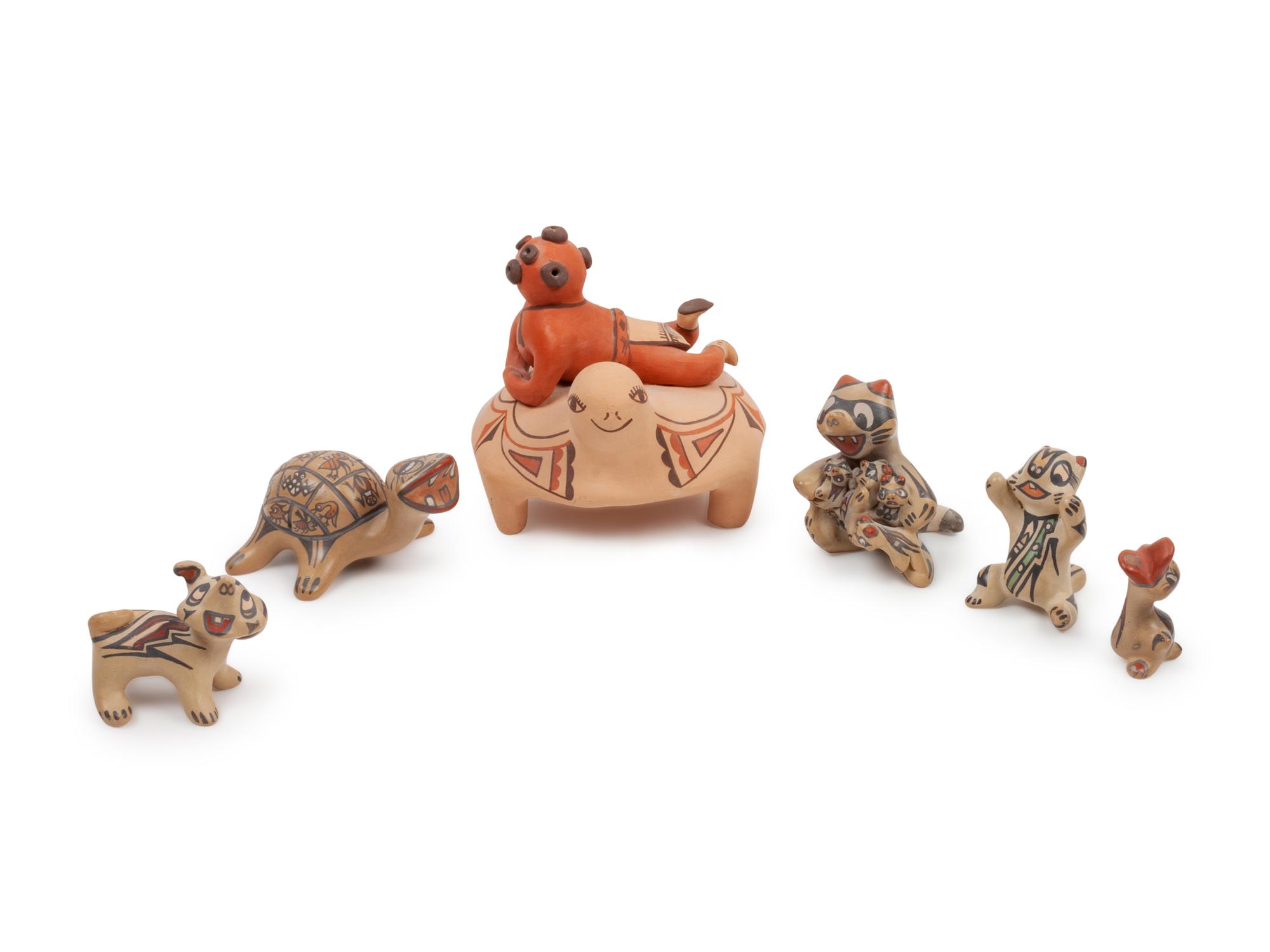 Collection of 11 Redware and Blackware Creatures