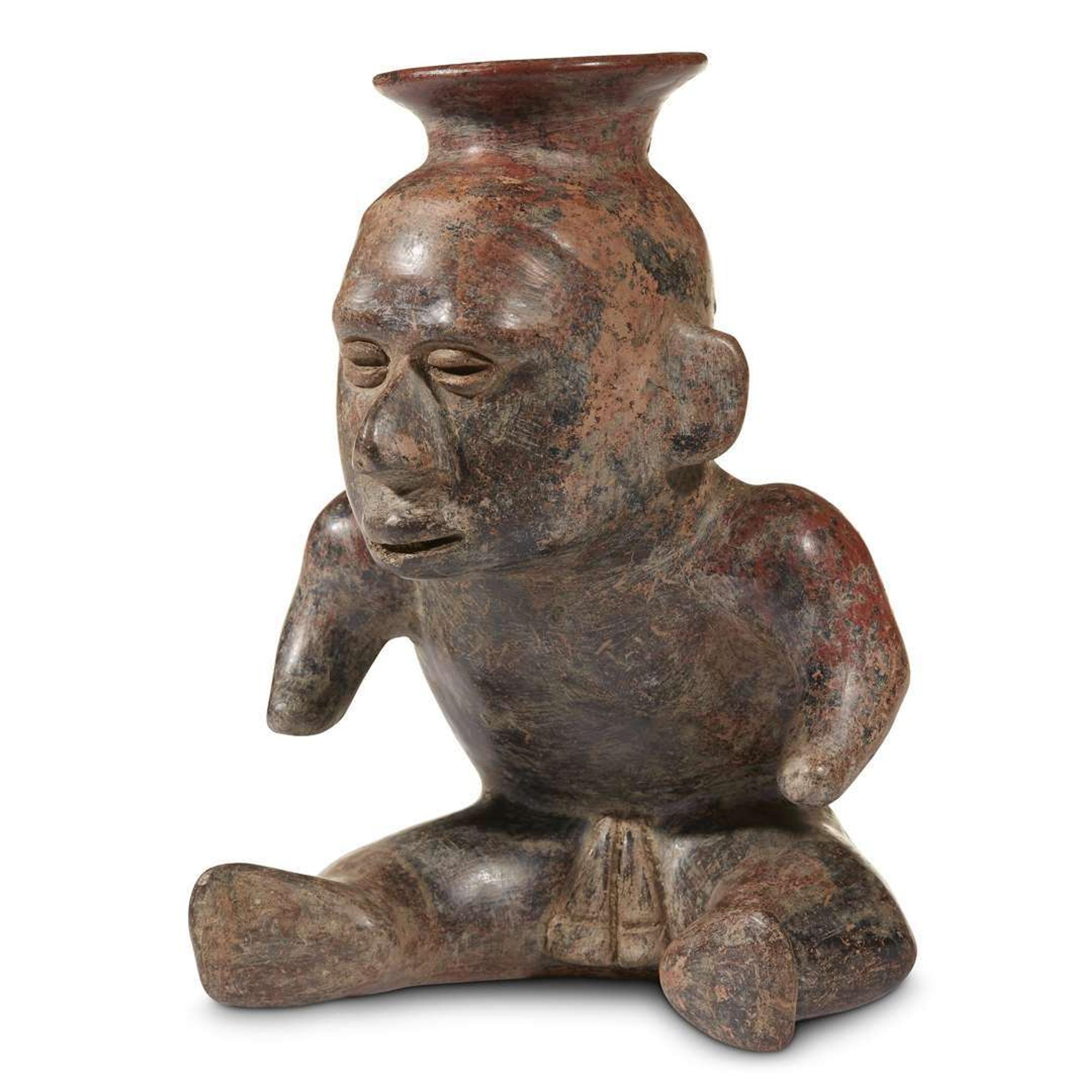 COLIMA HUNCHBACK FIGURE VESSEL 300 BC-300 AD