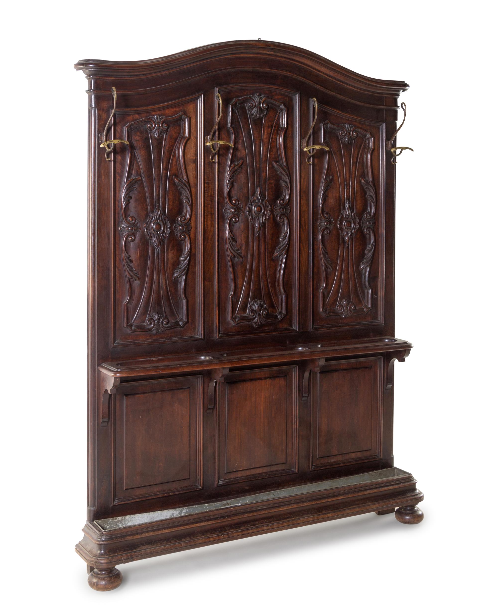 A French Carved Walnut Hall Tree