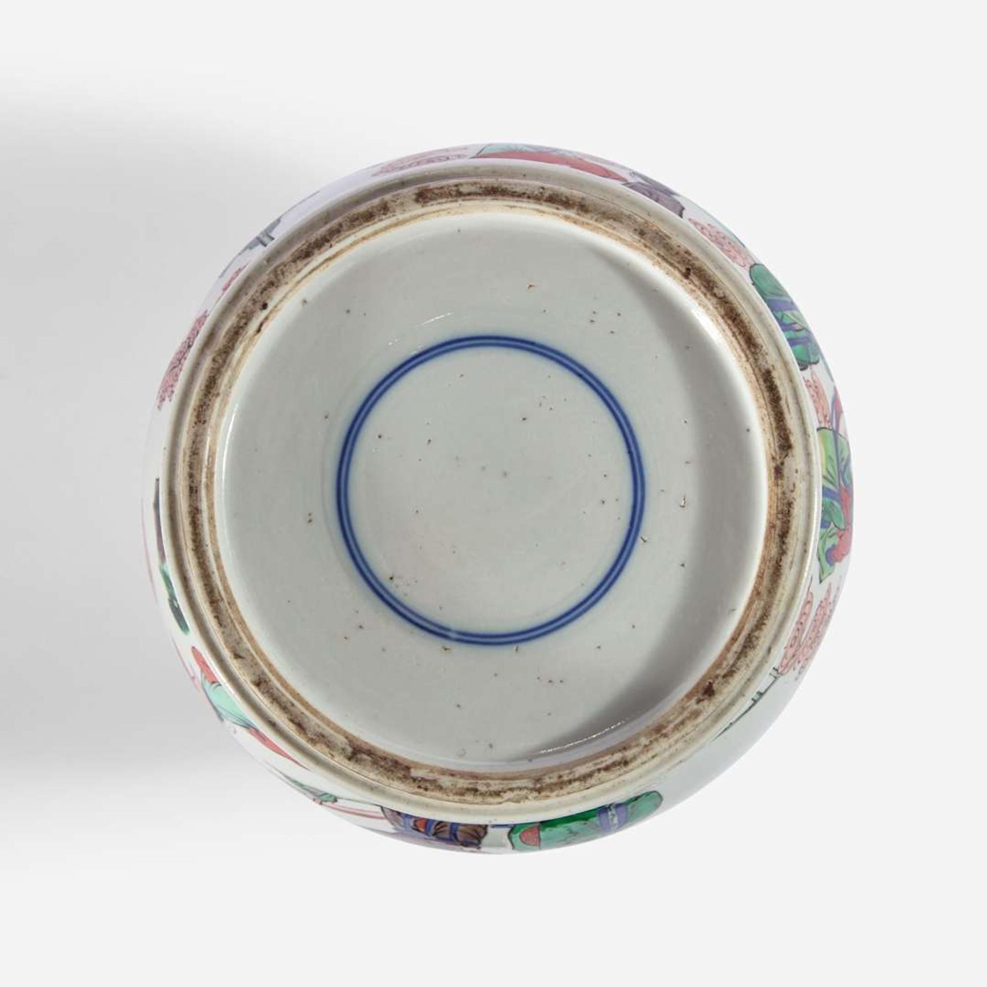 A Chinese wucai-decorated porcelain jar and cover 五彩盖罐 Kangxi period or later ??????