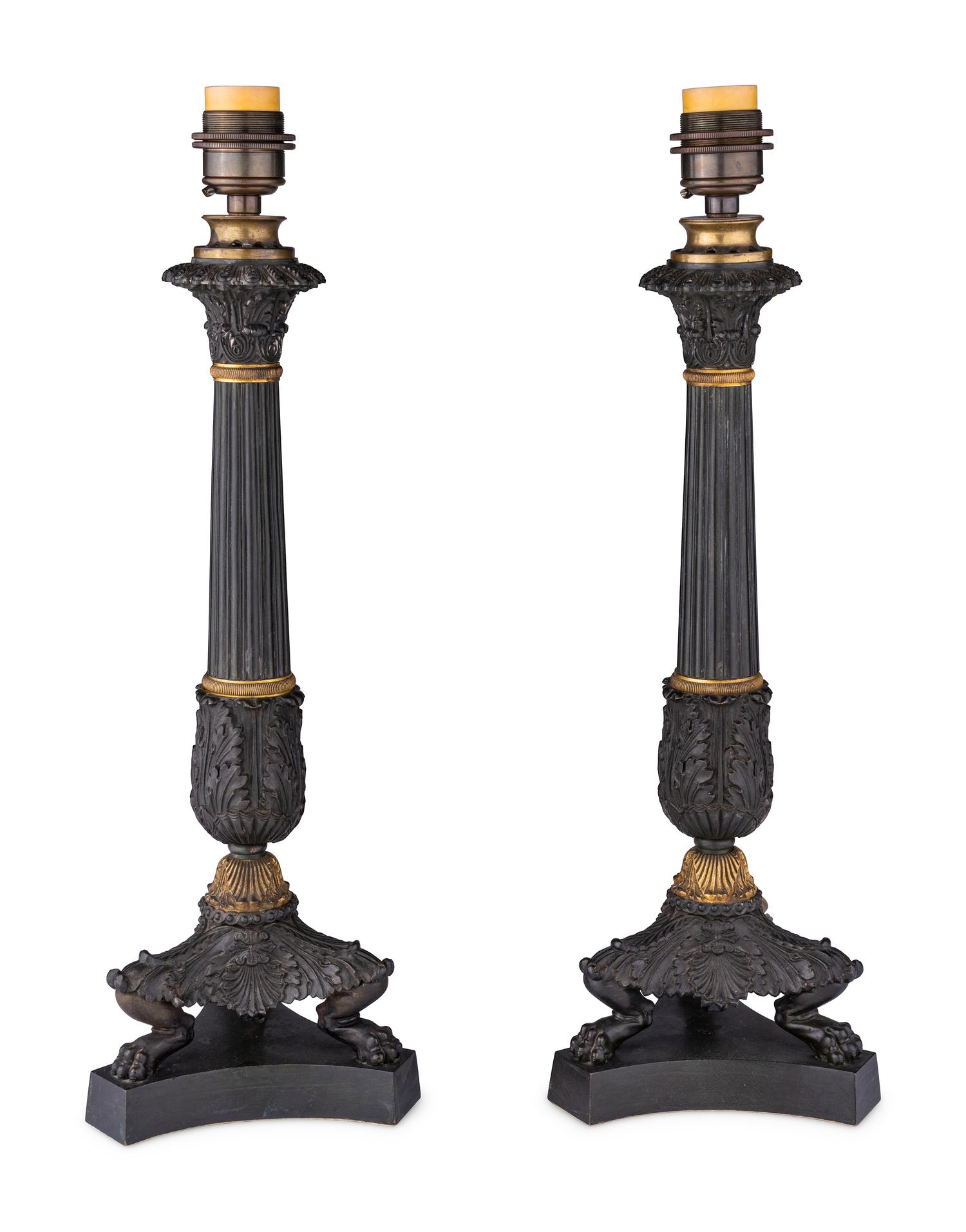 A Pair of Charles X Bronze Candelabra Bases