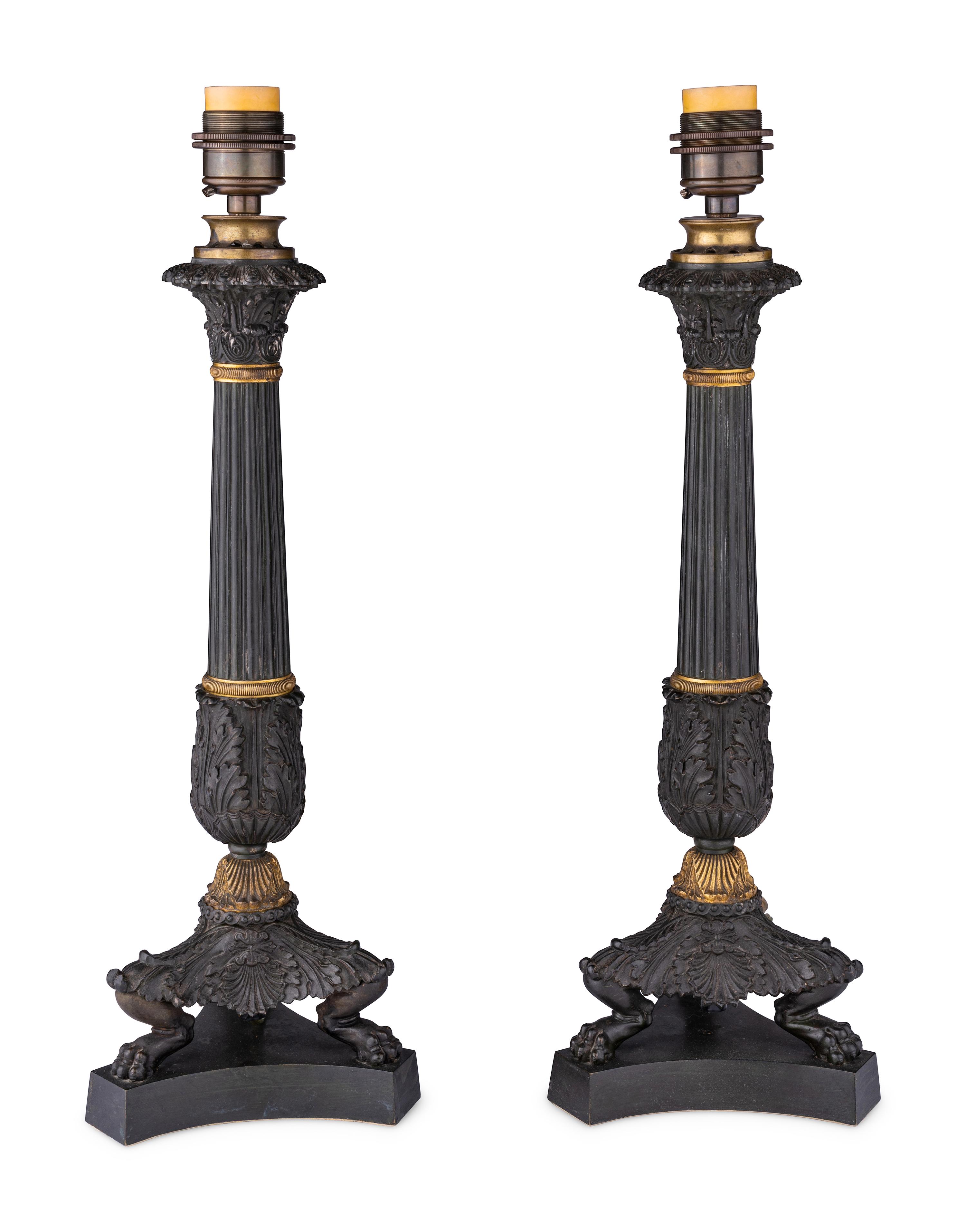 A Pair of Charles X Bronze Candelabra Bases