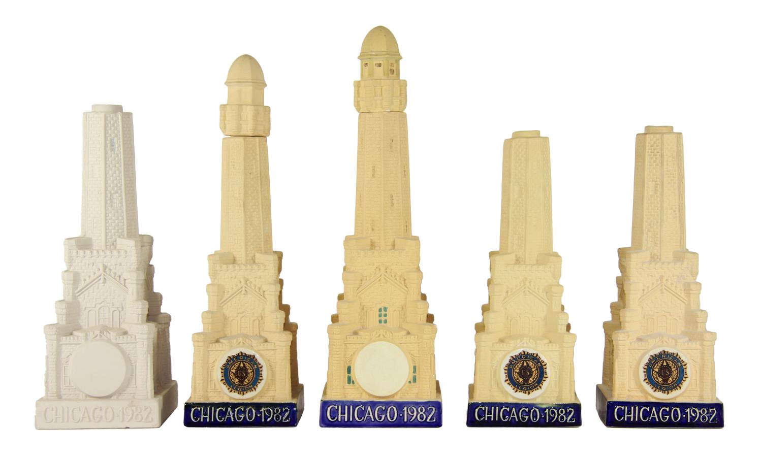 Five Haeger Pottery Architectural Bottles Height of tallest 16 inches. — Design by C. Glenn Richardson