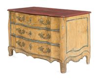 A French Polychrome-Painted Faux Marble-Top Commode
