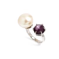 Star Ruby and Cultured Pearl Ring