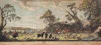 Peter TILLEMANS, after - Claude DU BOSE, engraver Largest image 17 x 43 1/2 inches. — View of a Horse-Match over the Long Course at New Market, from the Starting Post to the Stand - Fox Chase
