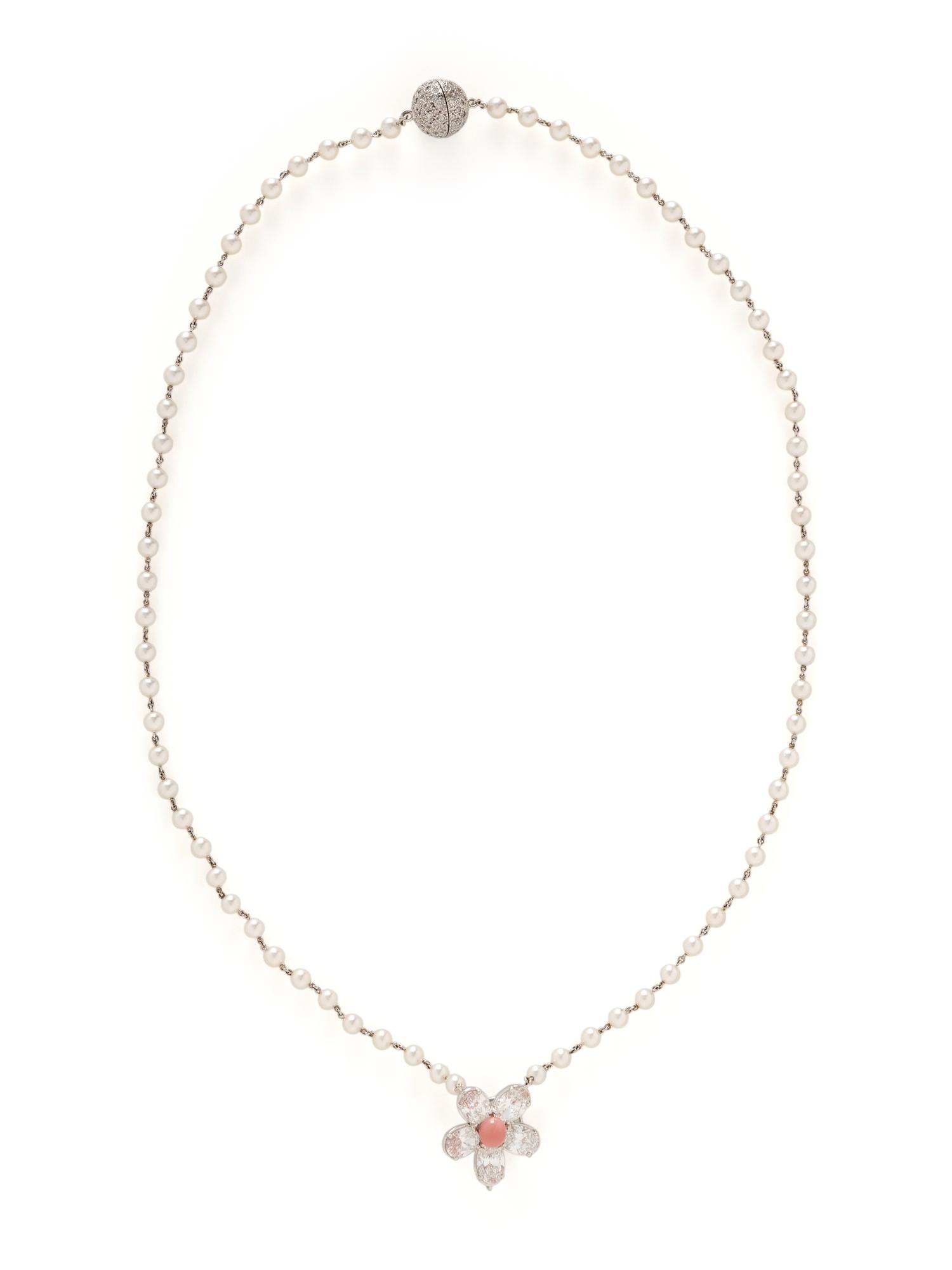 DIAMOND, CULTURED PEARL, AND CONCH PEARL NECKLACE