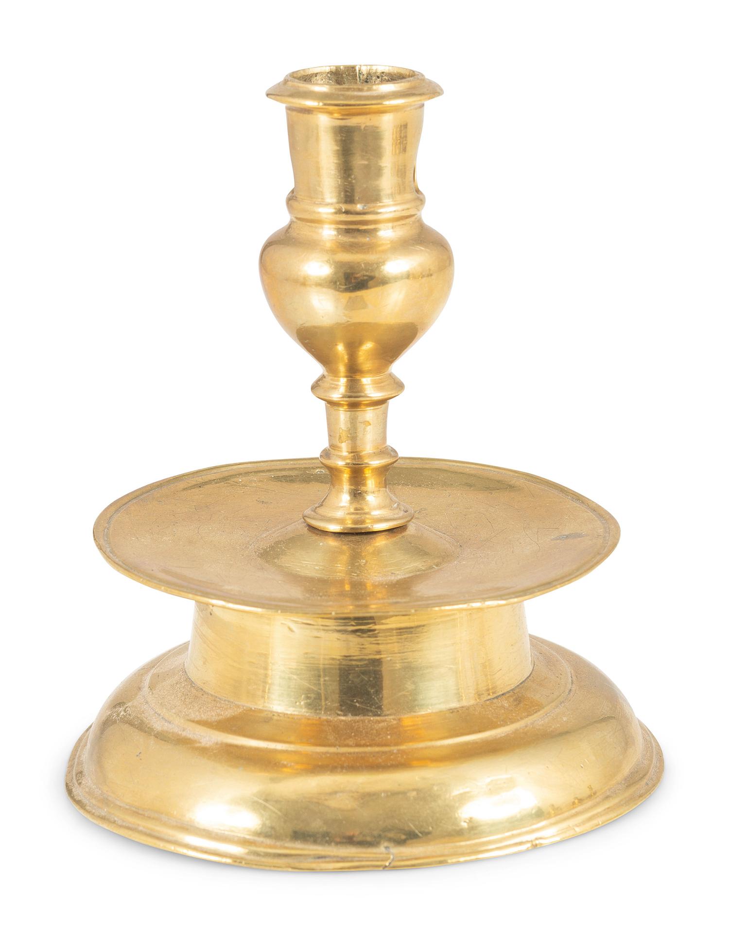 A Continental Brass Capstan Candlestick