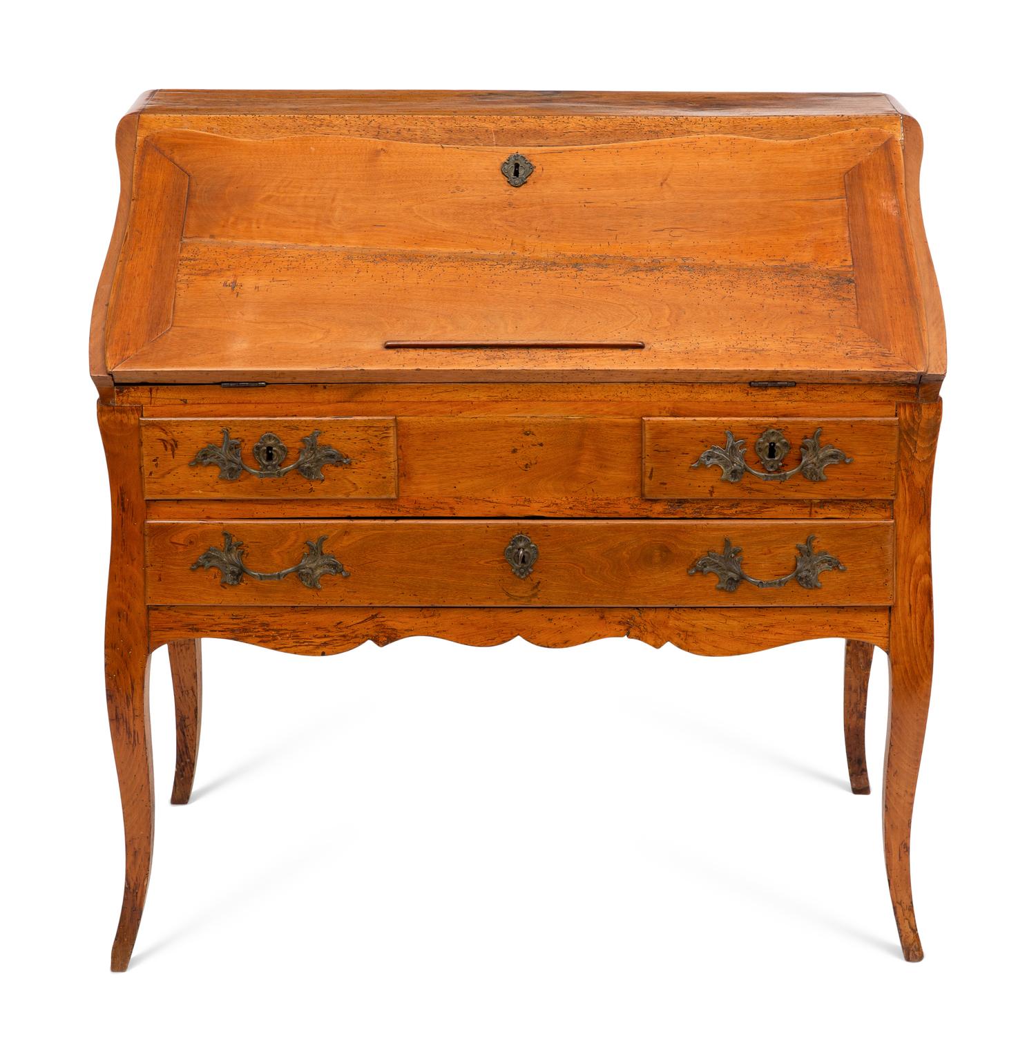 A Louis XV Provincial Fruitwood Bureau En Pente