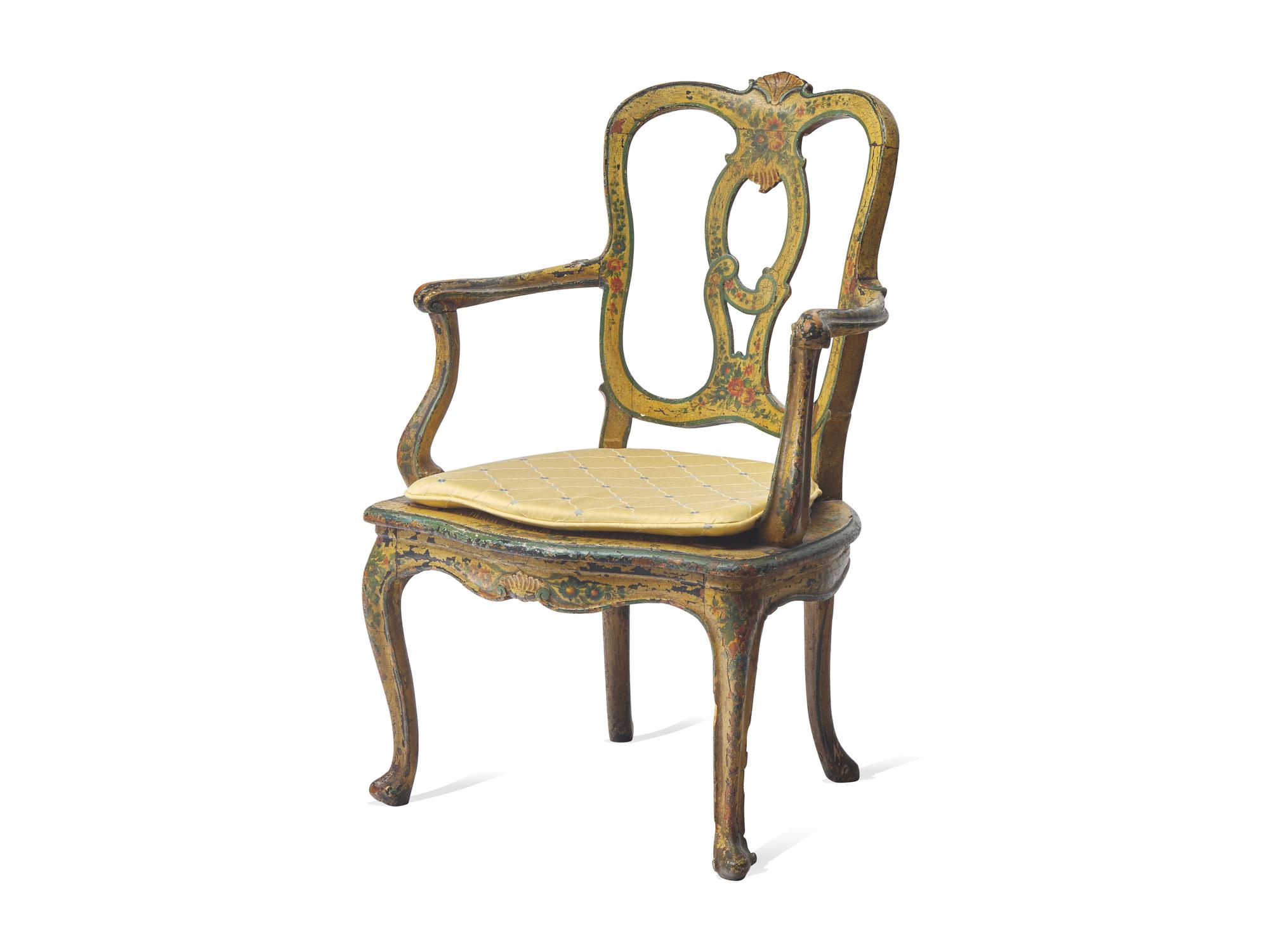 A Venetian Rococo Painted Armchair