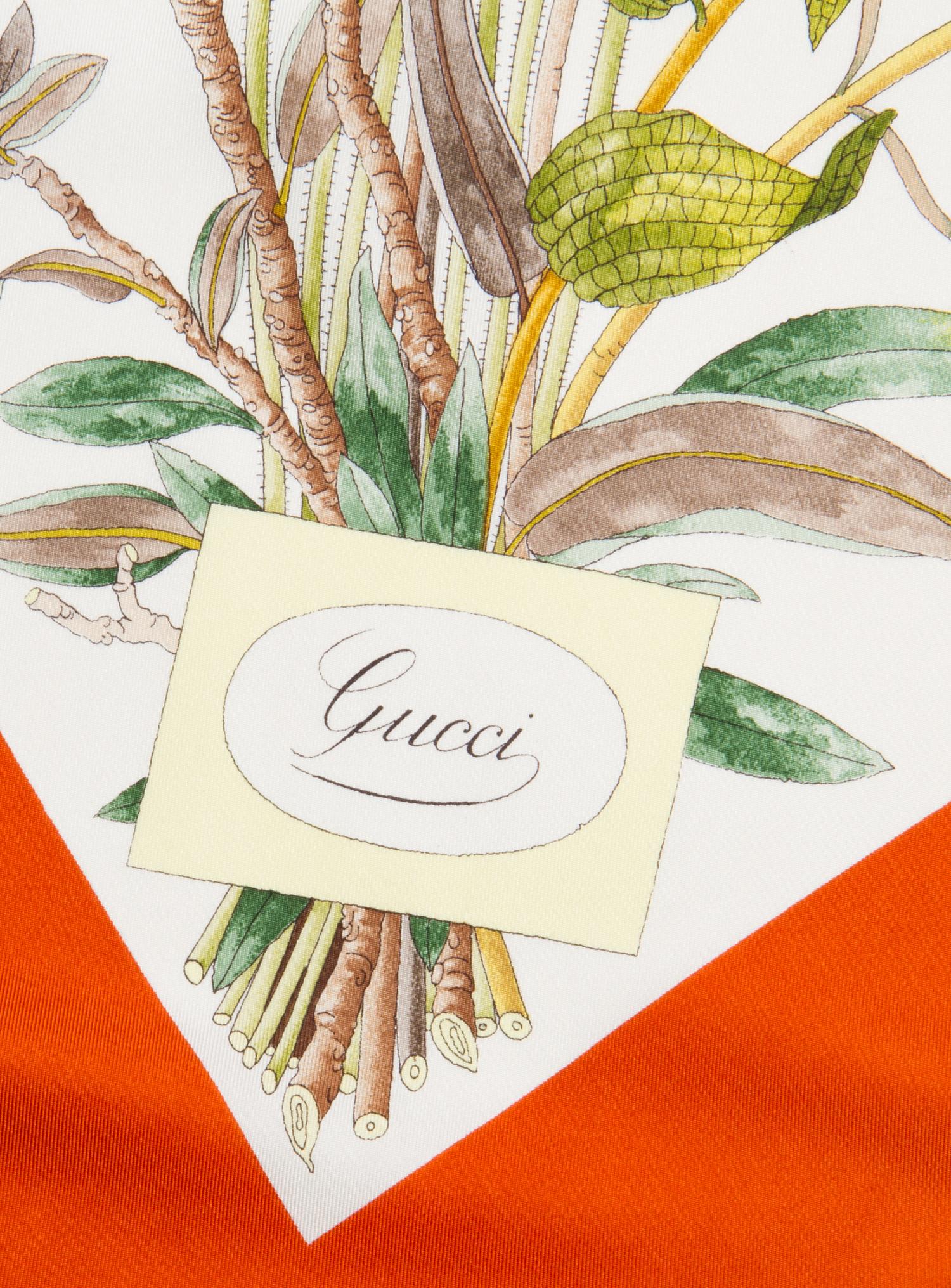 A Gucci Botanical Silk Scarf, 34" x 34".