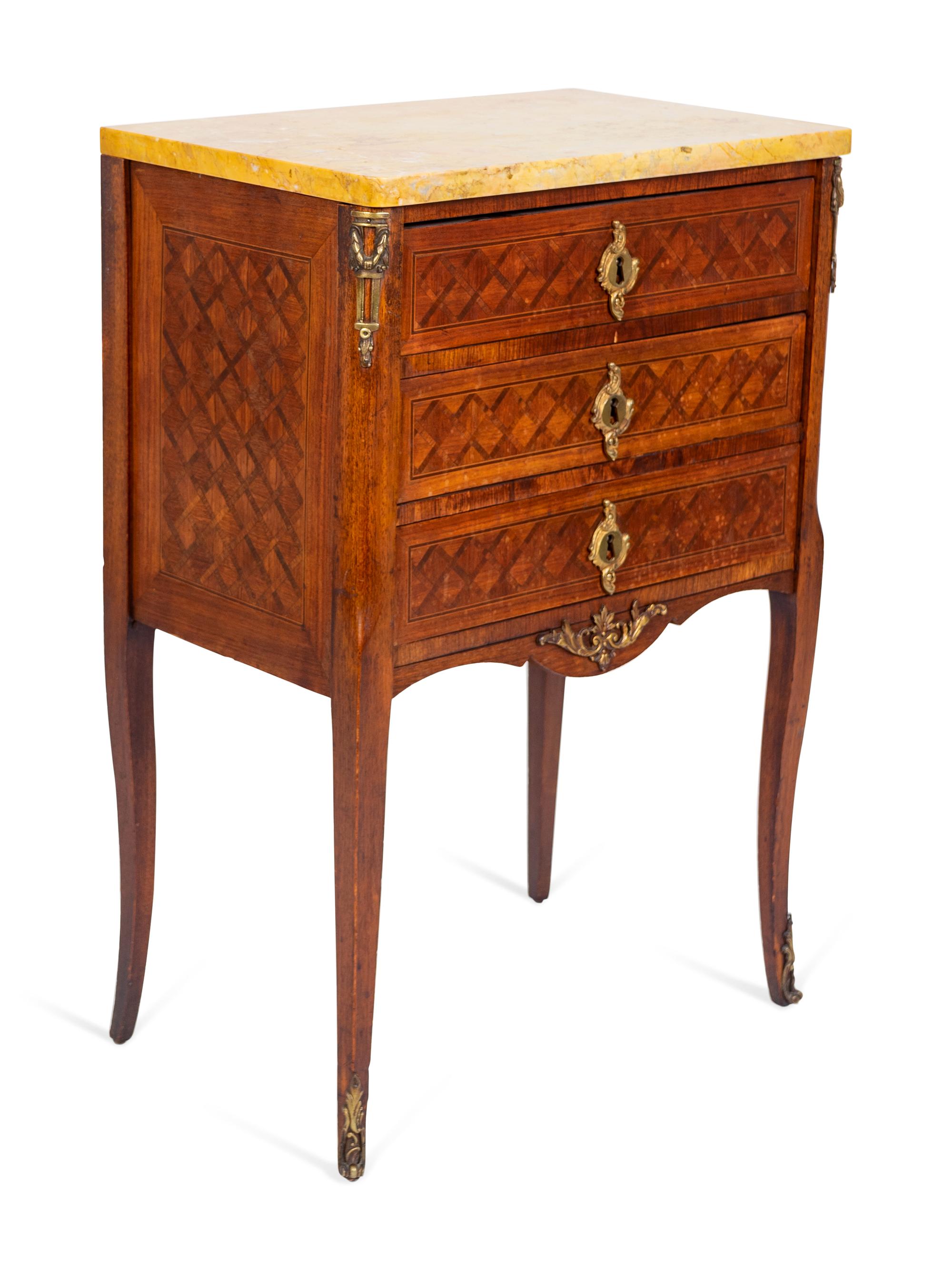 A Louis XV/XVI Transitional Style Parquetry Petit Commode
