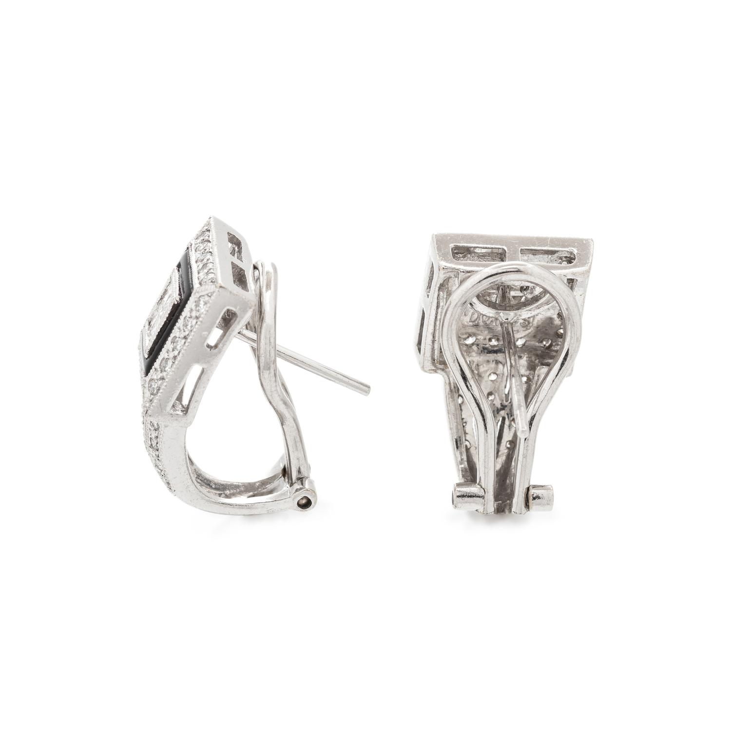DIAMOND AND ENAMEL EARCLIPS