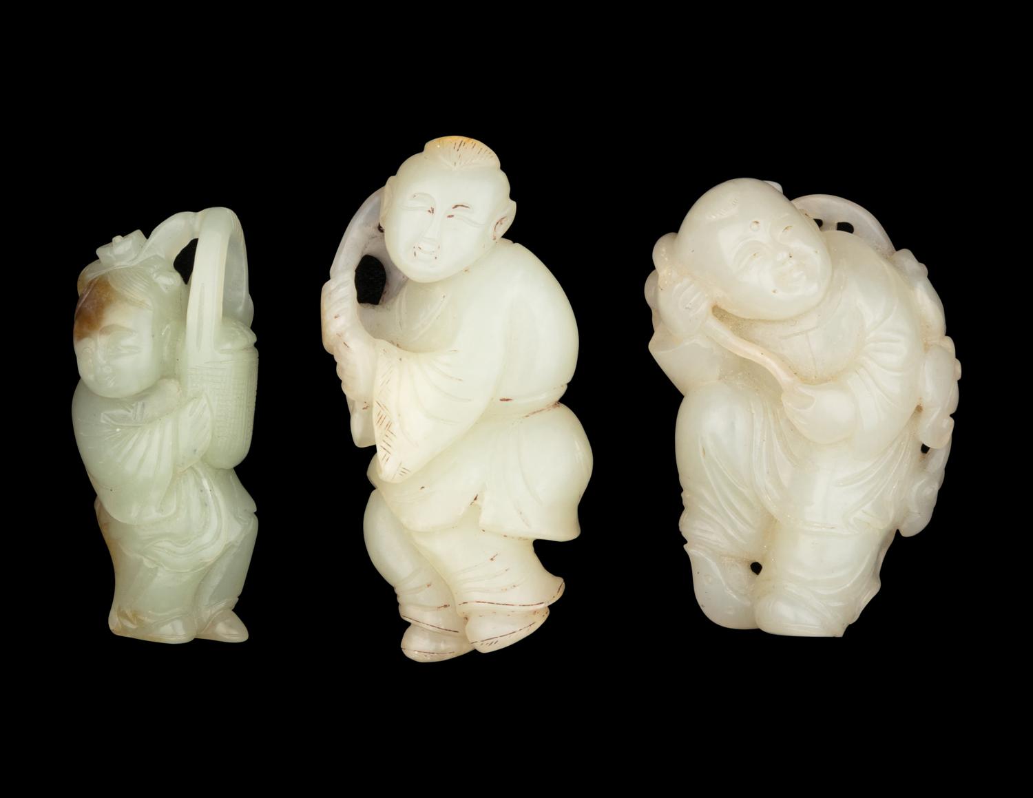 Three Chinese Jade Carvings of Boys