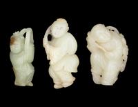 Three Chinese Jade Carvings of Boys