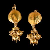 A Pair of Romano-Syrian Gold Hoop and Dome Earrings