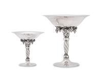 A Group of Two Georg Jensen Silver Grapevine Tazze