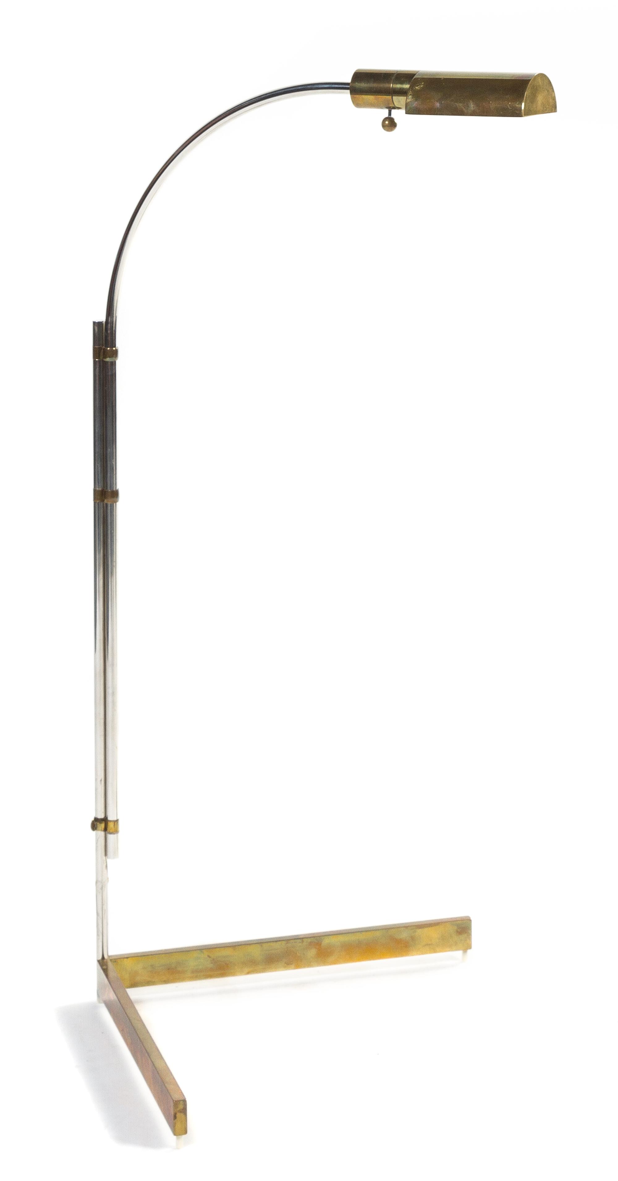 A Cedric Hartman Style Brass and Chrome Floor Lamp Height 48 inches.