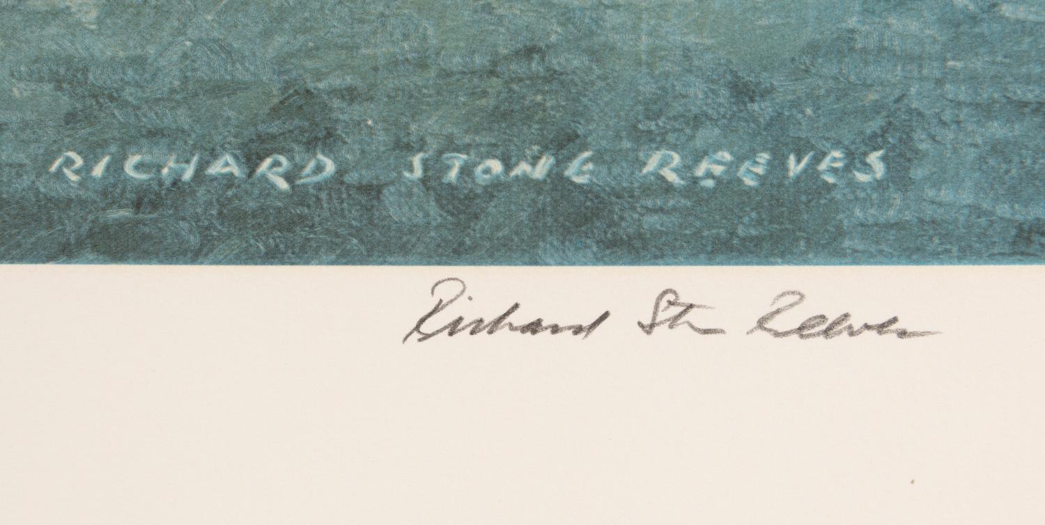 A Phar Lap Limited Edition Richard Stone Reeves Print Signed by Trainer Tommy Woodcock,